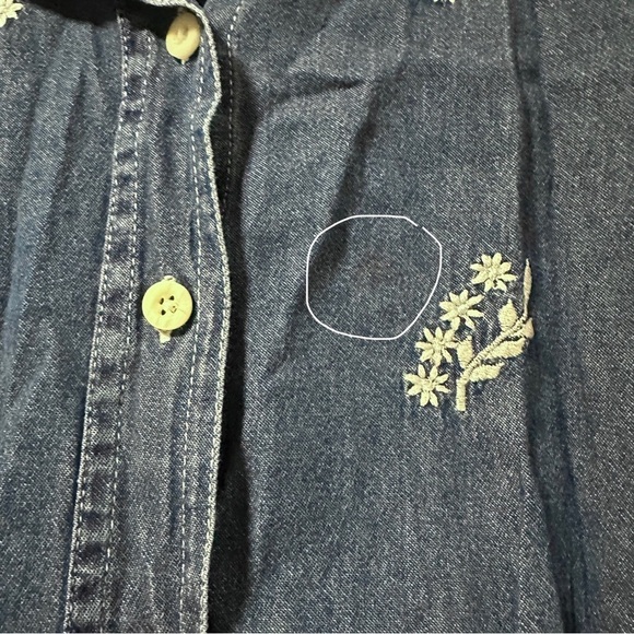 Vintage 90s Floral Embroidered Chambray Shirt Short Sleeve Women’s Plus Size 1X - Picture 14 of 14
